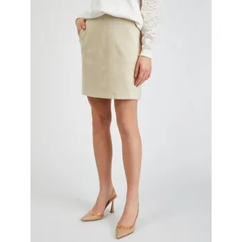 Dámská sukně Béžová dámská sukně v semišové úpravě