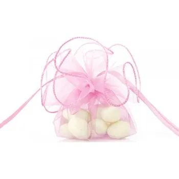 Svatební dekorace Pytlíček, organza, růžová, 26 cm (zn. PartyDeco)