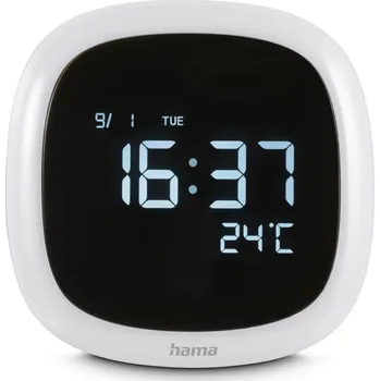 Budík Digitální budík Hama DW "Bora Bora" bílý 8,5 x 8,5 cm