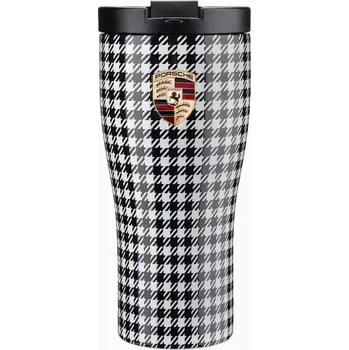 PORSCHE Thermal travel cup Termoska v Pepita vzoru 460 ml (Dvoustěnný termohrnek Porsche vyrobený z nerezové oceli)