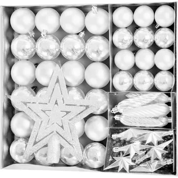 Vánoční ozdoba KOULE MAGICHOME VÁNOCE, sada, 50 ks, bílé