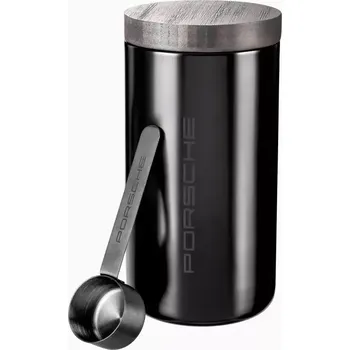 PORSCHE Aroma tin for coffee Dóza nádoba na kávu s odměrkou a víčkem černá (Elegantní dóza na kávu od Porsche se značkovou servírovací lžičkou.)