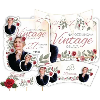 Party nádobí Personal Personalizovaný narozeninový set - Vintage oslava