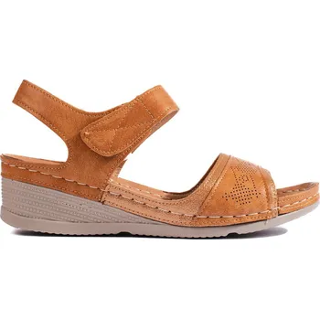 Dámské sandále Karamelově hnědé dámské sandály se suchým zipem H0021CA Velikost: 37