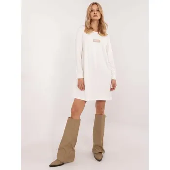 Dámské šaty Dámské teplákové šaty v barvě ecru s kapsami s nášivkami