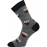Veselé merino ponožky Voxx Bubo se stříbrem sovičky sv. šedé - 35-38
