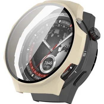 Příslušenství k chytrým hodinkám VSECHNONAMOBIL 91981 PC FULL COVER Plastový kryt se sklem pro Huawei Watch GT 5 Pro 46mm béžový