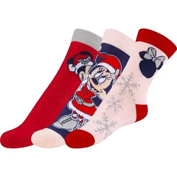 Ponožky dětské Minnie 2 - sada 3 páry Červená,Růžová,Fialová,Stříbrná BX1001237 - 23-26