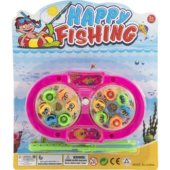 Dekorativní magnet Teddies Hra ryby/rybář magnetická plast 14cm + 2 pruty na natažení na kartě Barvy: růžová