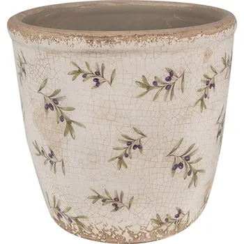 Clayre & Eef - Keramický květináč OLIVE FIELDS 6CE1669M