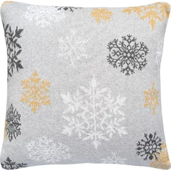 Bytový textil SCANquilt pletený povlak DESIGN vločky šedožlutá 45 x 45 cm