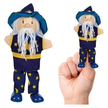 Dřevěná hračka Pacynka na palec czarodziej Goki