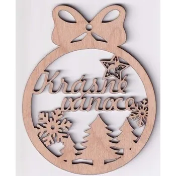 Vánoční ozdoba Dřevěná ozdoba Krásné Vánoce - vločka + Stromeček 10 cm