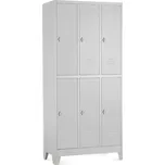 Rauman Kovová šatní skříň 6 boxů, 90 x 45 x 195 cm, pevné nohy, otočný zámek - šedá + doprava ZDARMA