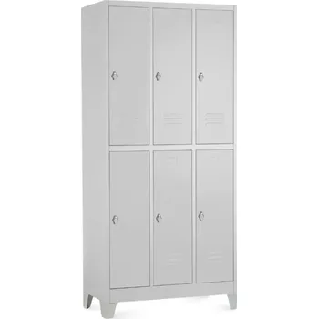 Šatní skříň Rauman Kovová šatní skříň 6 boxů, 90 x 45 x 195 cm, pevné nohy, otočný zámek - šedá + doprava ZDARMA