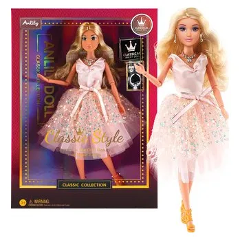 Panenka Módní panenka ve společenských šatech - krátké sv. růžové