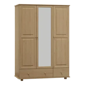 Šatní skříň Dřevěná šatní skřín MB 65b se zrcadlem z borovice šířka 120 cm