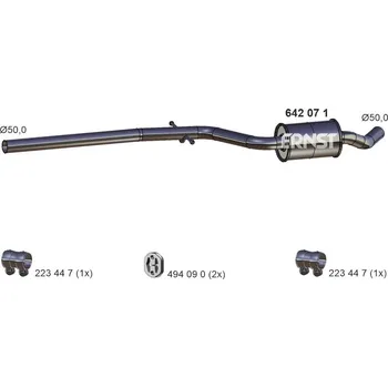 Výfukový systém Střední tlumič výfuku ERNST 642071