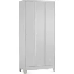 Rauman Kovová šatní skříň, 3 oddíly, 90 x 50 x 190 cm, pevné nohy, cylindrický zámek - šedá + doprava ZDARMA