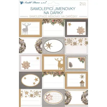 Obálka Samolepicí jmenovky na dárky s glitry 20 x 31,5 cm, 2 archy 10651
