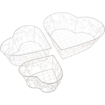 Casa de Engel Kovový košík - srdce - sada 3ks