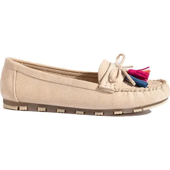 Dámské mokasíny Béžové boho semišové mokasíny se střapci Shelvt Béžová GS37P-BE Velikost: 38