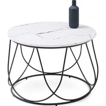 Konferenční stolek Konferenční stolek NUBIRA — kov, MDF, černá / bílý mramor
