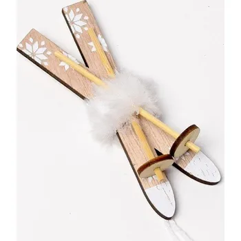 Vánoce Dekorace, dřevěná, LYŽE - PŘÍRODNÍ, 9x3 cm, 1 kus