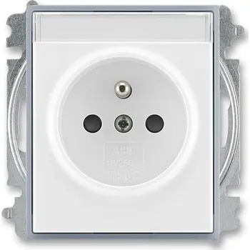 vypínač a zásuvka ABB 6619E-A06352 04 Zásuvka jednonásobná s ochranným kolíkem, s clonkami, s popisovým polem (typ 6619)