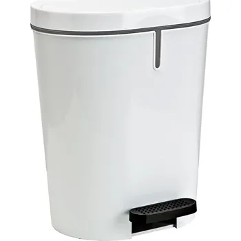 Odpadkový koš Denox Oval pedálový odpadkový koš 25 l, plast, bílý