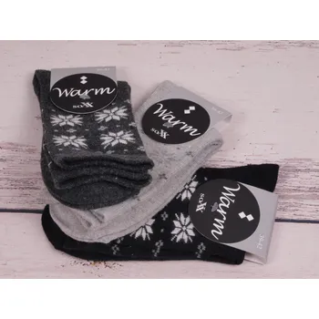 Dámské ponožky CNB BERLIN Termo ponožky SADA 3 PÁRŮ DE 37754 teplé s vlnou norský vzor šedé, tm. šedé a černé velikosti ponožek: 23-25 (EUR vel. 35-38)