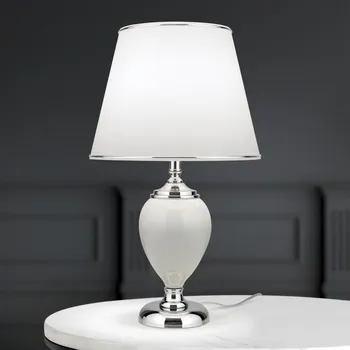 Lampička Orion LA 4-1229 - Stolní lampa OVUM 1xE27/40W/230V 48 cm keramika bílá/chrom