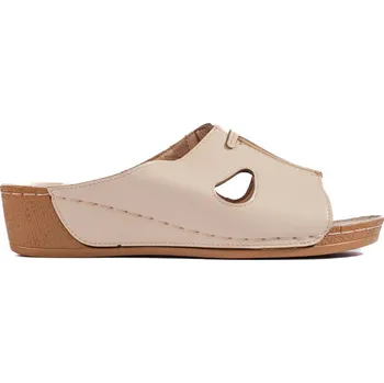 Dámské pantofle Pohodlné dámské béžové sandály na klínku LM2315-7BE Velikost: 38