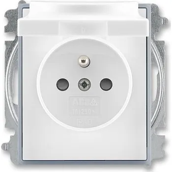 Stavebniny ABB 6619E-A06397 04 Zásuvka jednonásobná s ochranným kolíkem, s clonkami, s víčkem (typ 6619)