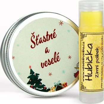 Svíčka Veselá Bomba Balíček svíčka + Hubička v organzovém sáčku - Šťastné a veselé