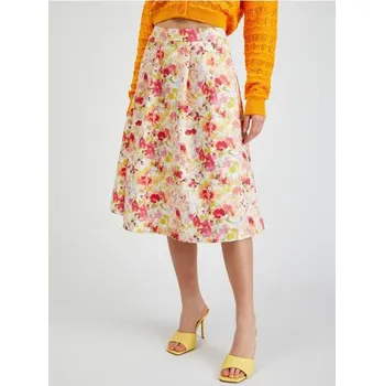 Dámské oblečení Krémová dámská květovaná sukně