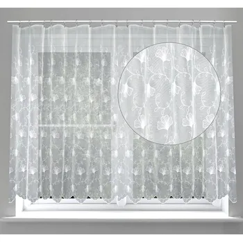 Záclona Tylová záclona JINAN 926111, vyšívané lístky, bílá výška 250cm ( v metráži)