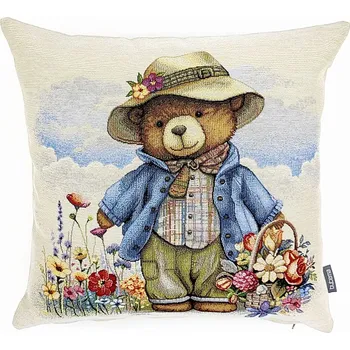 Dekorativní polštářek BYTEMA Gobelínový povlak na polštář MEDVÍDEK JARO 45 x 45 cm
