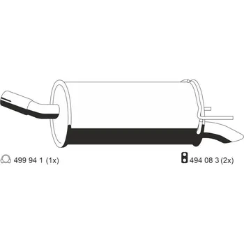 Výfukový systém Zadní tlumič výfuku ERNST 055000