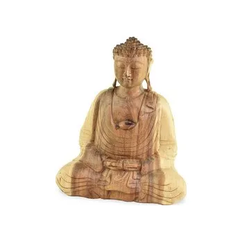 Dřevěná soška Buddha 30 cm světlá - Dhyana Mudra - meditace