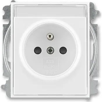Stavebniny ABB 6619E-A06352 03 Zásuvka jednonásobná s ochranným kolíkem, s clonkami, s popisovým polem (typ 6619)