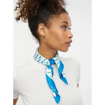 Šátek Modro-bílý dámský vzorovaný saténový šátek