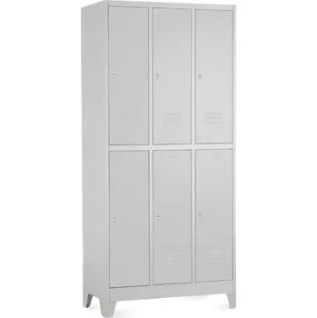 Šatní skříň Rauman Kovová šatní skříň 6 boxů, 90 x 45 x 190 cm, pevné nohy, cylindrický zámek - šedá + doprava ZDARMA