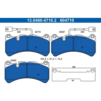 Brzdová destička Sada brzdových destiček, kotoučová brzda ATE 13.0460-4710.2