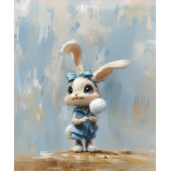 Softshell zimní PANEL 50x60 romantický zajíc modrý