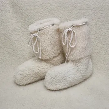 Dámská obuv Merino Televizní bačkory z ovčí vlny se šňůrkou - slonová kost 36-37