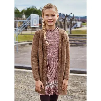 Dívčí svetr Dívčí pletený svetr cardigan Mayoral 7377-64 hnědý velikost 157