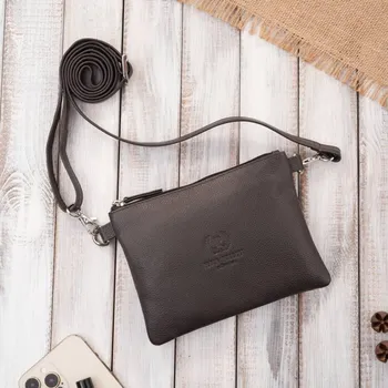 Kabelka Paolo Peruzzi Dámská kožená taška přes rameno kompaktní Peruzzi; hnědá