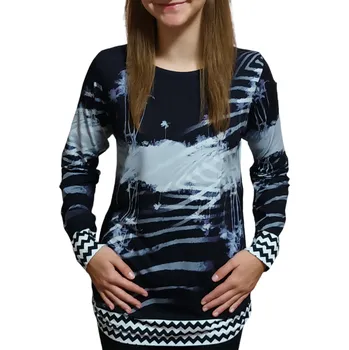 Dámská halenka Halenka Pratto modrá s bílým vzorem a gumičkami na bocích velikost pratto: 48