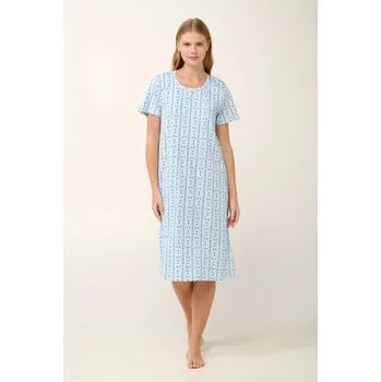 Dámská noční košile Vamp - Bavlněná noční košile s geometrickým potiskem 20934 - Vamp blue canal L